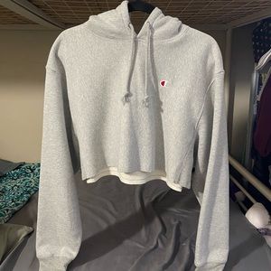 Gray Champion Cropped Hoodie